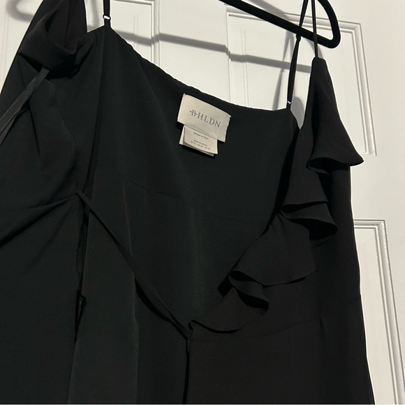 NWT BHLDN Hailee Ruffle-Neck Wrap Georgette Gown black bridesmaids dress size 12 - Picture 6 of 12
